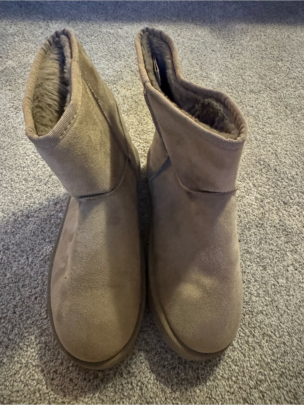 Cozy Suede Faux Fur Lined Ankle Boots - Taupe
